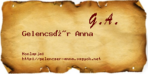 Gelencsér Anna névjegykártya